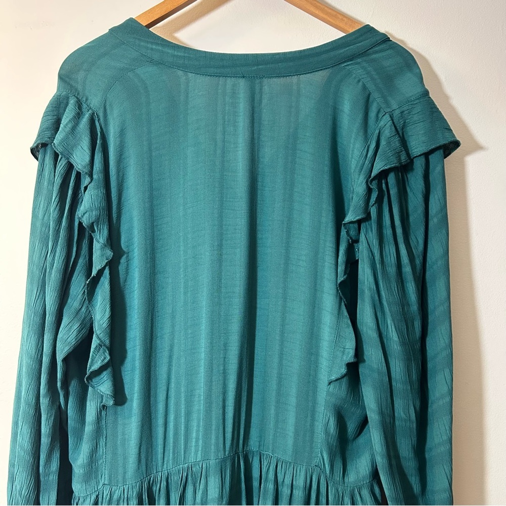 🆕 ANTHROPOLOGIE | NWT Amadi Teal Long Sleeve Midi Dress Size Large - Picture 10 of 11